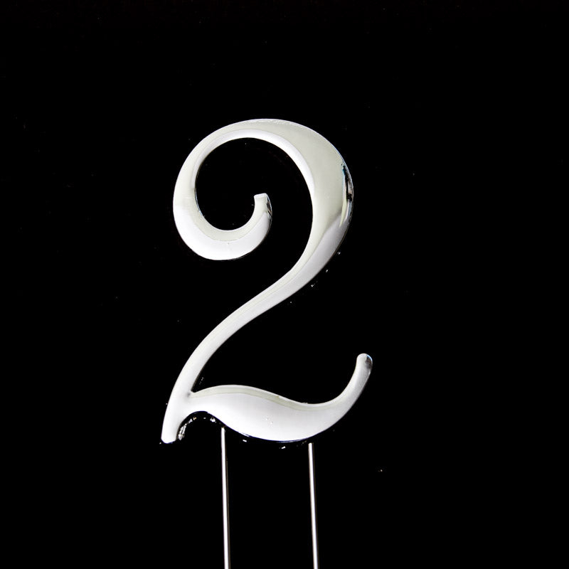 Metal Cake Topper - Silver Number 2