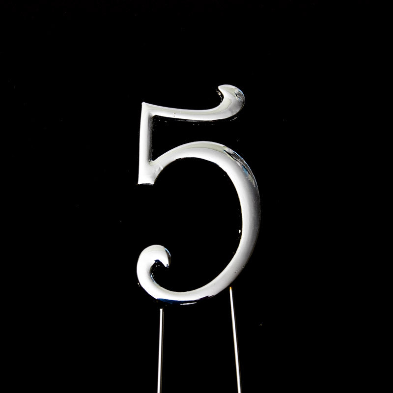 Metal Cake Topper - Silver Number 5