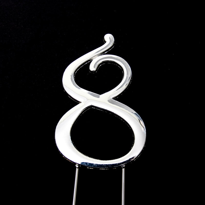 Metal Cake Topper - Silver Number 8