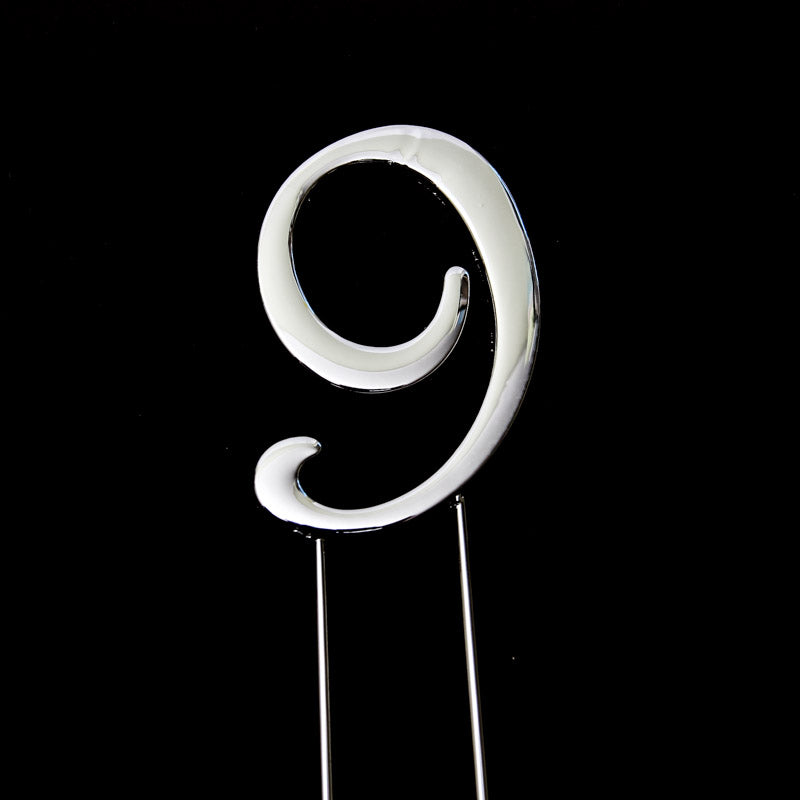 Metal Cake Topper - Silver Number 9