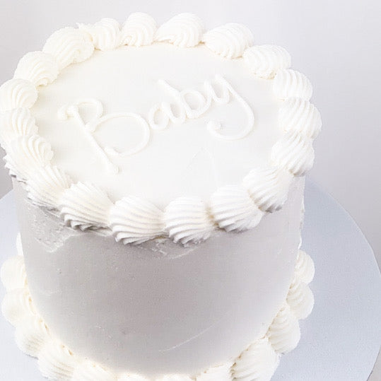 White on White Gender Reveal Cake