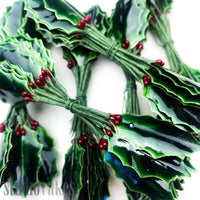 Christmas Ornament - Holly Leaves (Bunches of 12)