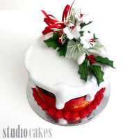 Mini Christmas Cakes - Holly Design
