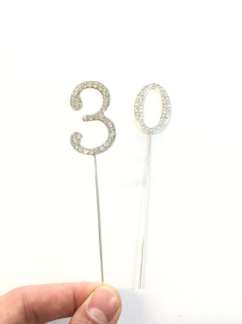 Diamante Numbers - Small Silver (WHILST STOCK LASTS - DISCONTINUED ITEM)