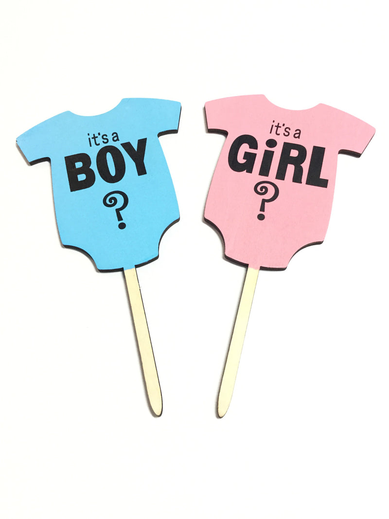 Cake topper - Gender reveal (Set of two, Blue & Pink)