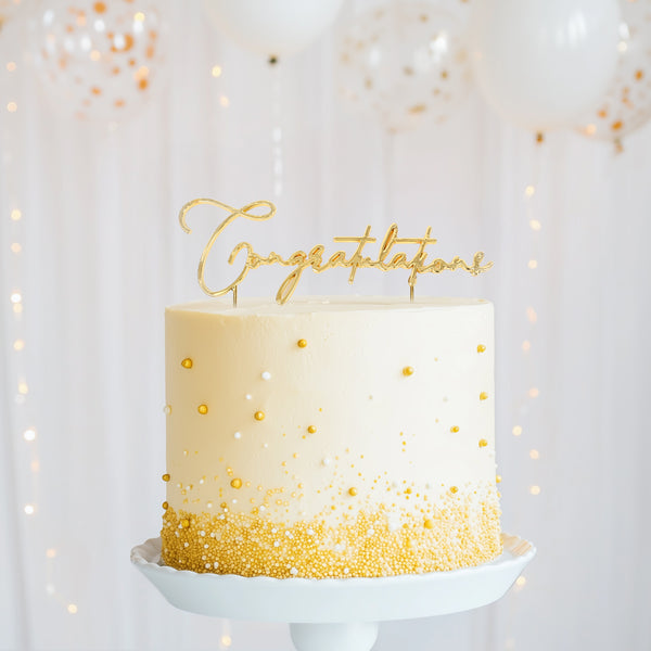 Gold Metal Cake Topper - Congratulations