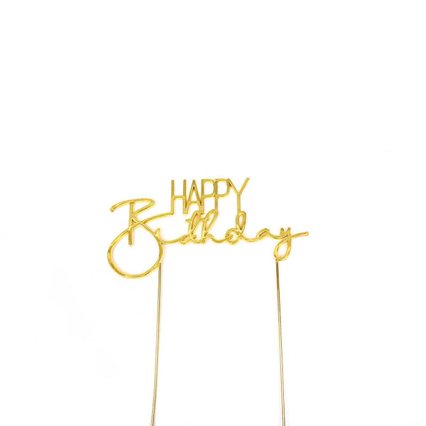 Cake Topper - Happy Birthday Gold Metal