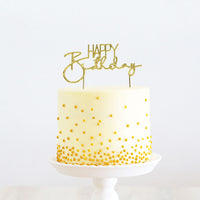 Cake Topper - Happy Birthday Gold Metal