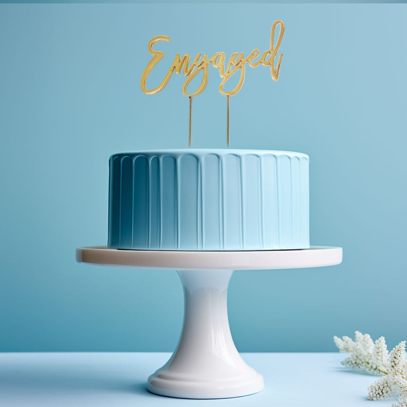 Cake Topper - Engaged Gold Metal