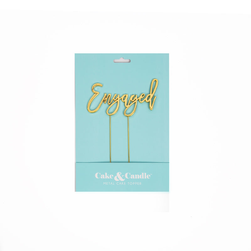 Cake Topper - Engaged Gold Metal