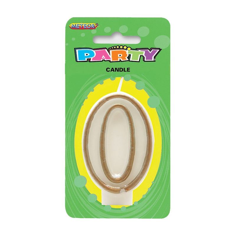 Candle - White & Gold Number 0