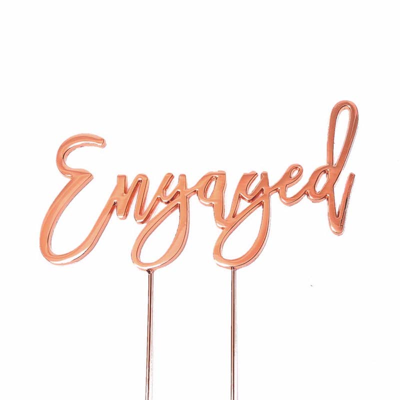 Cake Topper - Engaged Rose Gold Metal