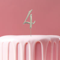 Metal Cake Topper - Silver Number 4