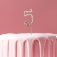 Metal Cake Topper - Silver Number 5