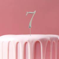 Metal Cake Topper - Silver Number 7