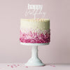 Cake Topper - White Happy Birthday Cursive