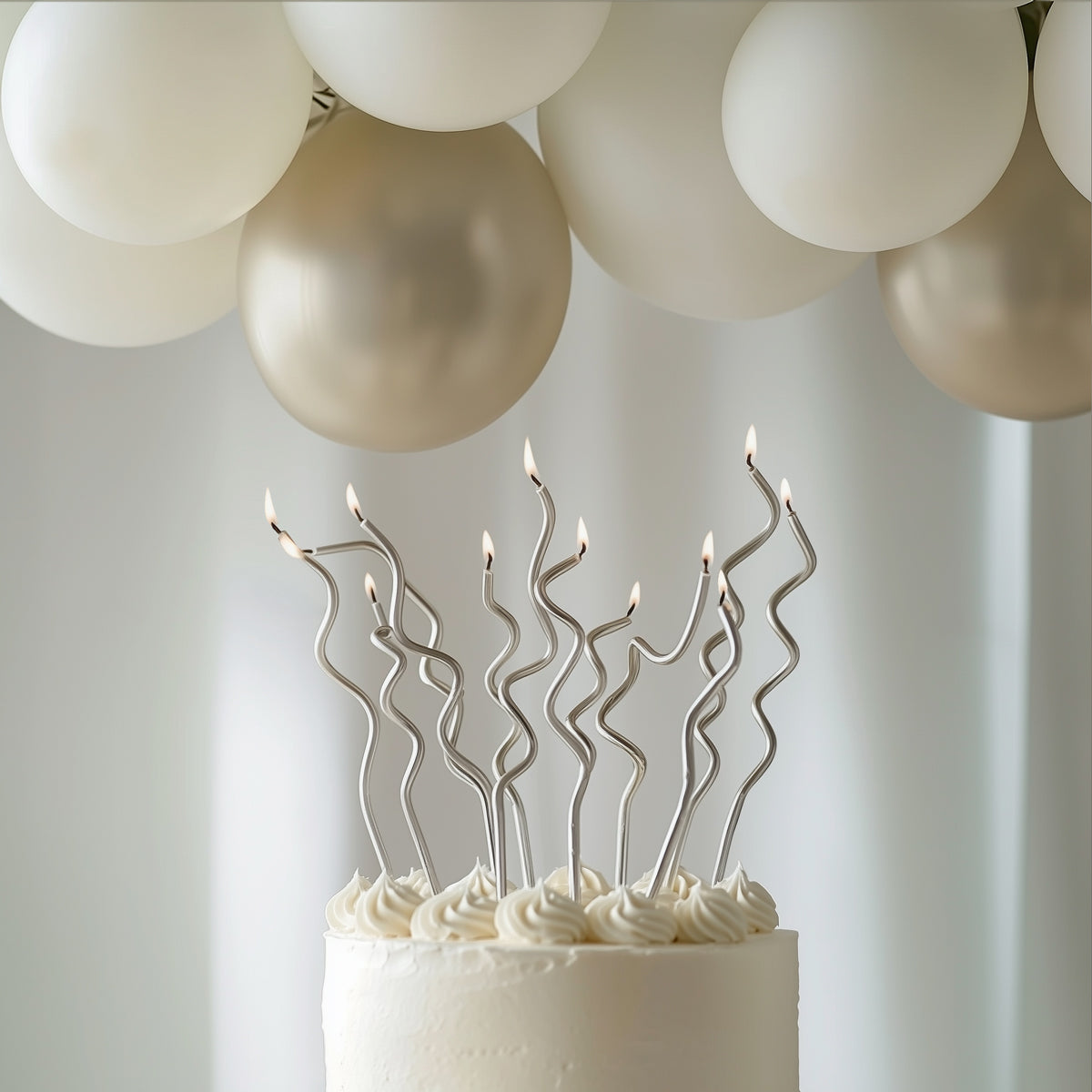 Candles - Swirly Pastel Silver (Pack of 16)