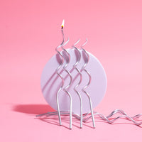 Candles - Swirly Pastel Silver (Pack of 16)