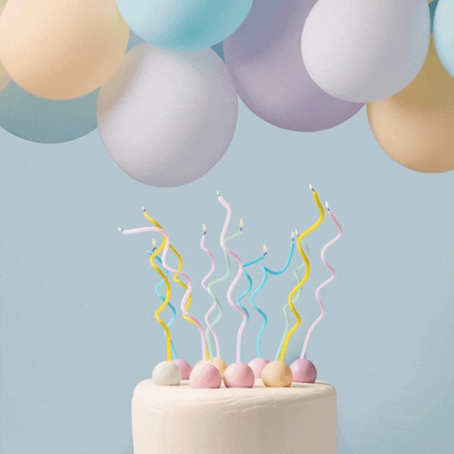 Candles - Swirly Pastel Rainbow (Pack of 16)