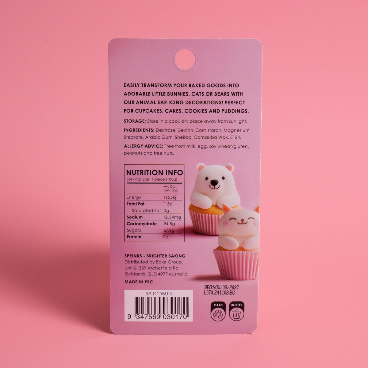 SPRINKS - Animal Ear Icing Decorations (30g)