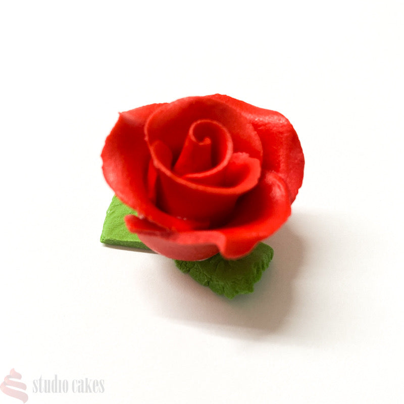 Sugar Flowers - Red Rose with Leaves