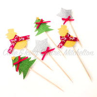 Christmas Ornament - Assorted Cupcake Picks (Set of 6)