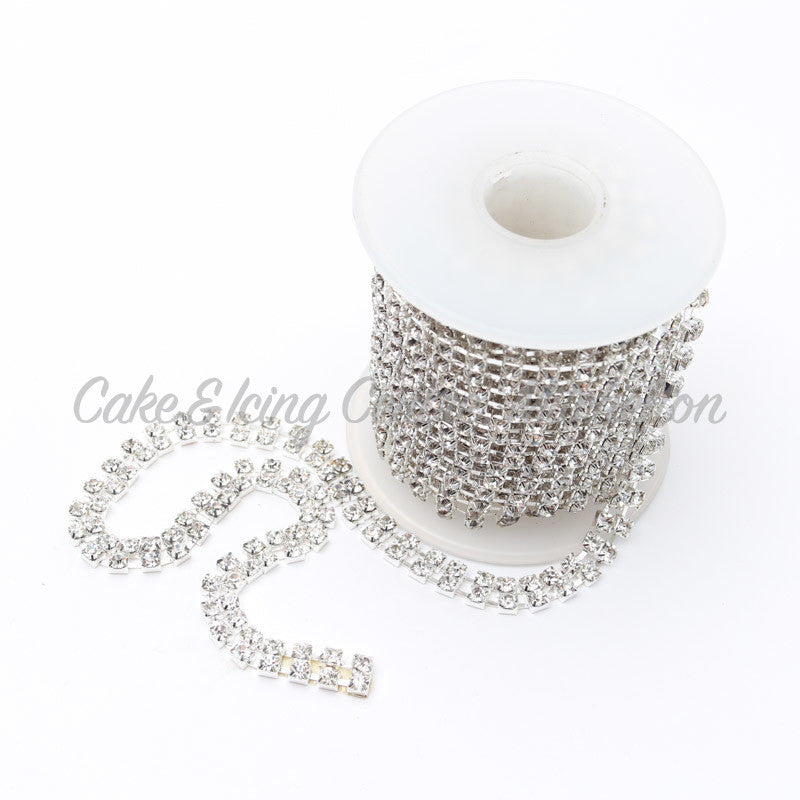 Diamante Chain Ribbon - Silver chain with dual diamonds