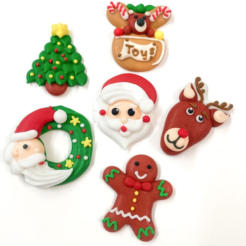Christmas Sugar Toppers - Assorted Pack of 6