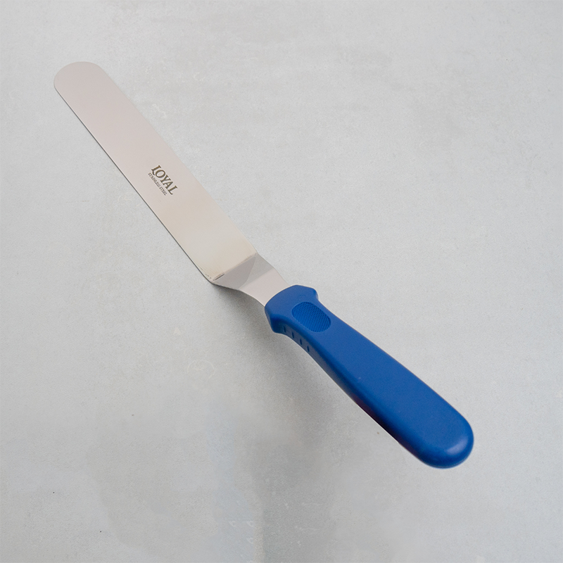 Stainless Steel Spatulas - Angled (Various Sizes) Blue Handle