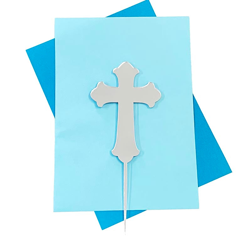 Cake Topper - Silver Cross