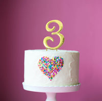 Metal Cake Topper - Gold Number 3