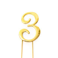 Metal Cake Topper - Gold Number 3