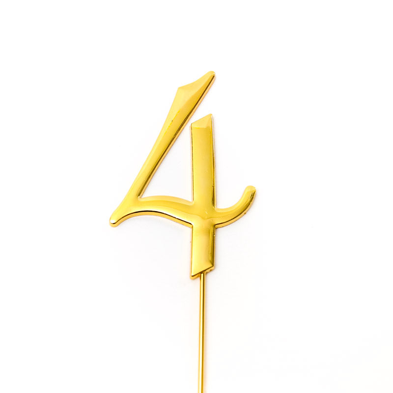 Metal Cake Topper - Gold Number 4