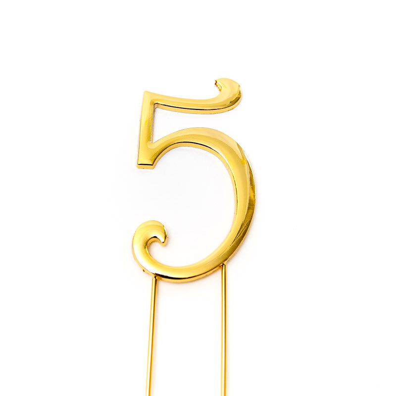 Metal Cake Topper - Gold Number 5