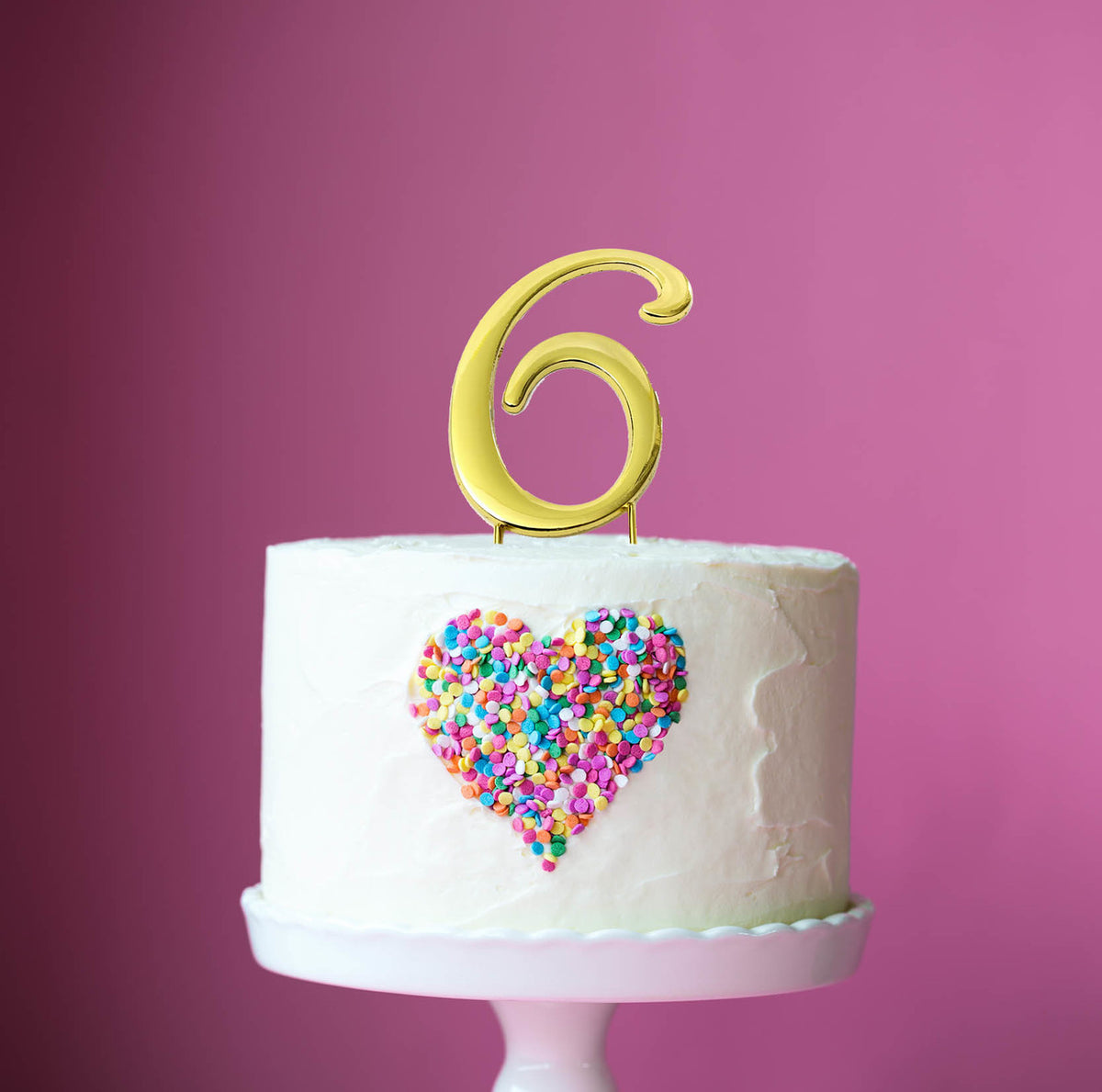 Metal Cake Topper - Gold Number 6