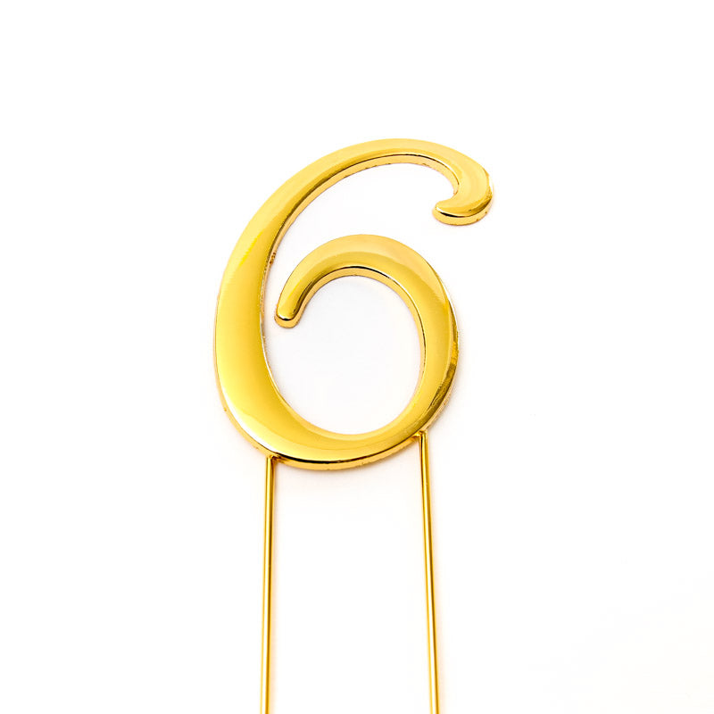 Metal Cake Topper - Gold Number 6