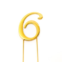 Metal Cake Topper - Gold Number 6