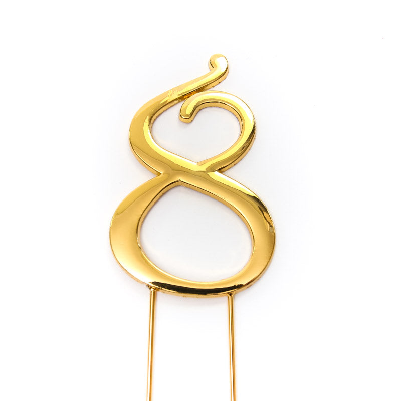 Metal Cake Topper - Gold Number 8