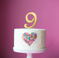 Metal Cake Topper - Gold Number 9