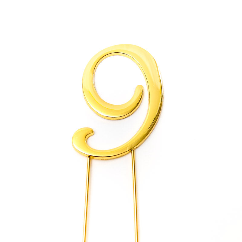 Metal Cake Topper - Gold Number 9