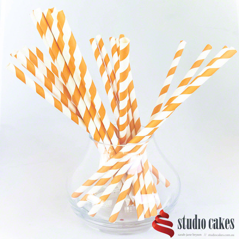 Striped Paper Drinking Straws - Pk 25