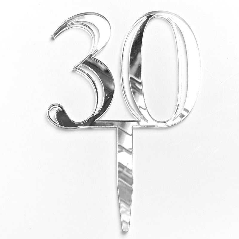 Double-Digit Number Toppers - Silver Mirror