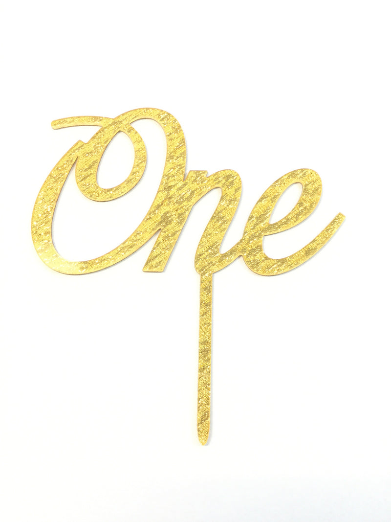 Cake Topper - “One” Glitter Gold
