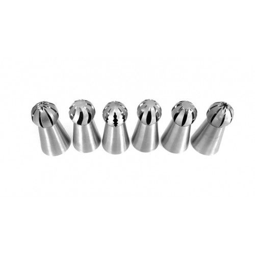 STAINLESS STEEL RUFFLE BALL Set - 6 specialty icing tips