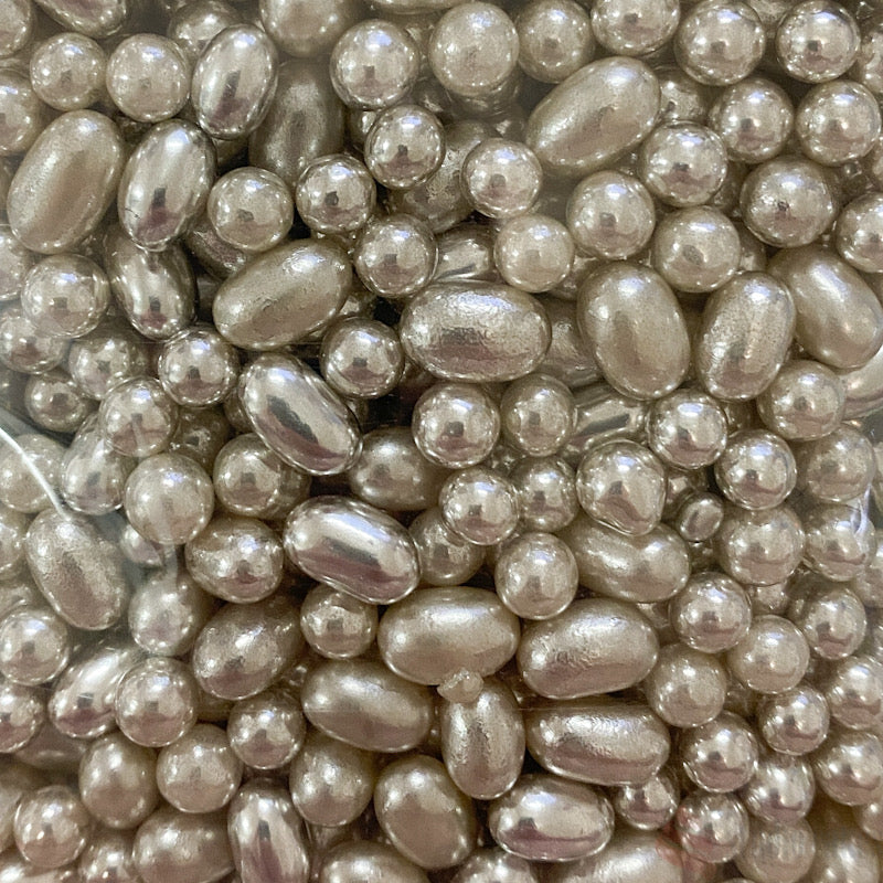 Sugar Pearls - Silver Mixed Sizes BULK BUY